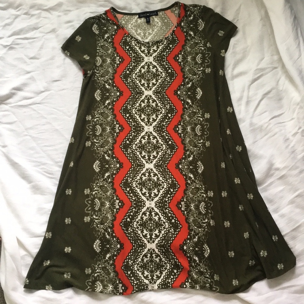 Green Pattern Size Small A-Line Dress